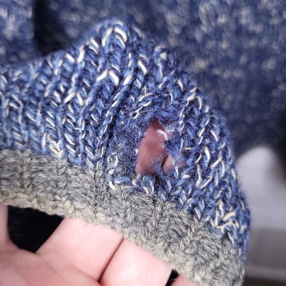 LL Bean Wool Sweater Mens XL Blue, White Crewneck Vintage - Picture 5 of 11